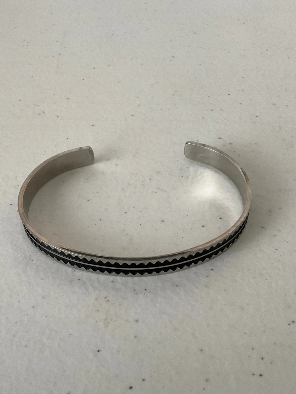 Stainless Steel Black Accent Cuff Bracelet - Men’s Accessory